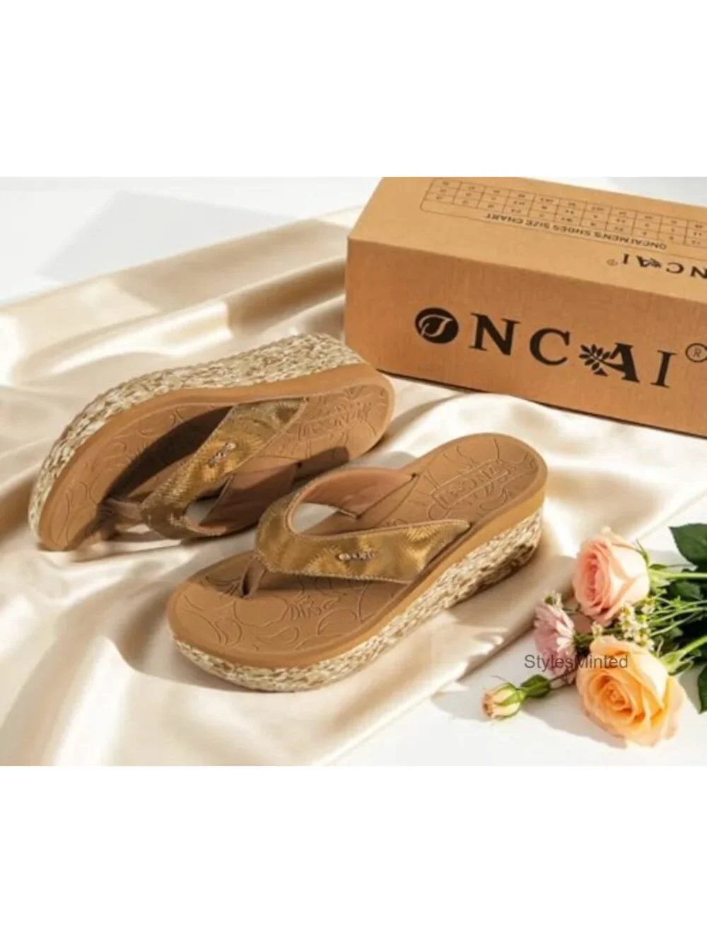 Womens Platform Wedge Flip Flops Dressy Chunky Sandals with Arch Support Summer